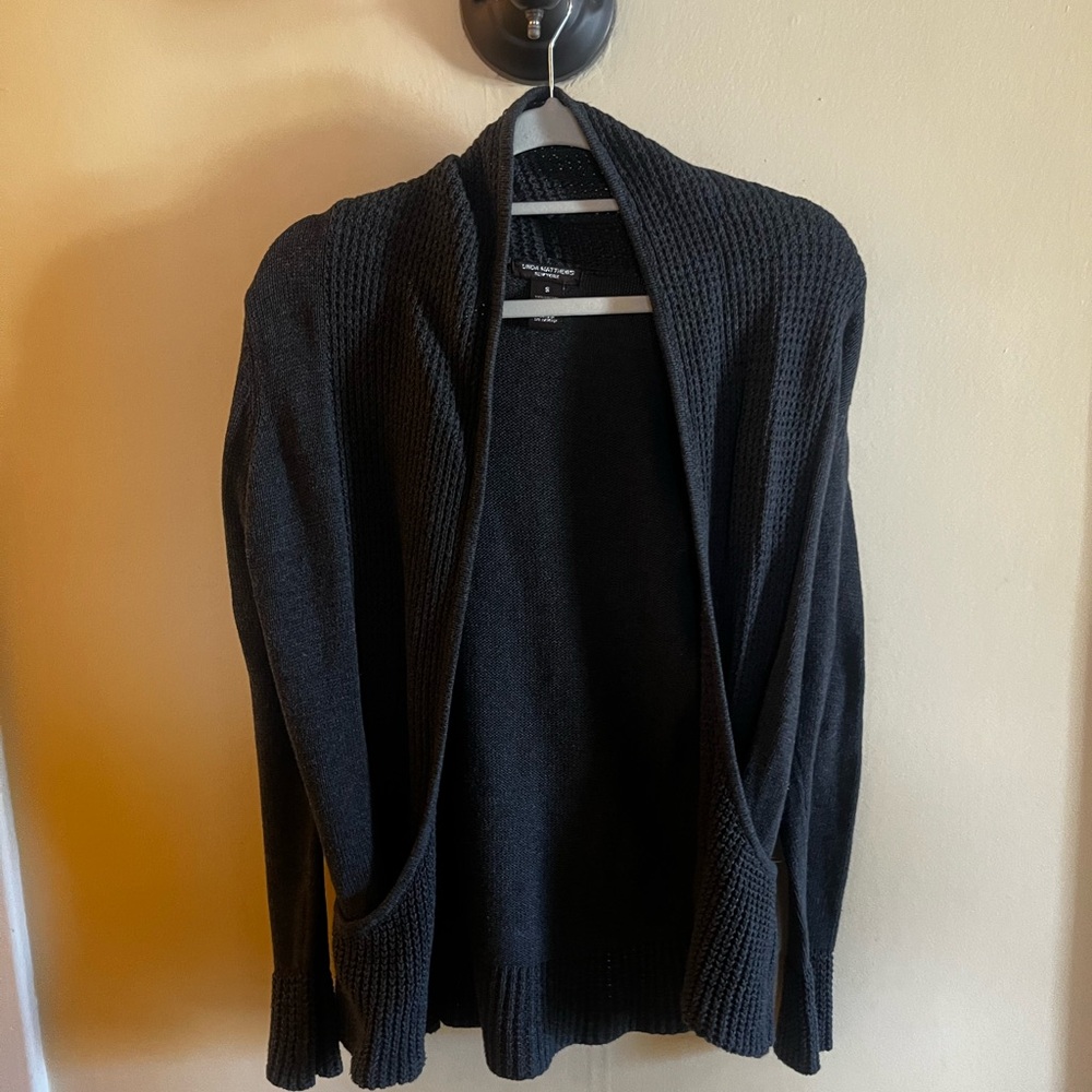 Black Open Front Cardigan